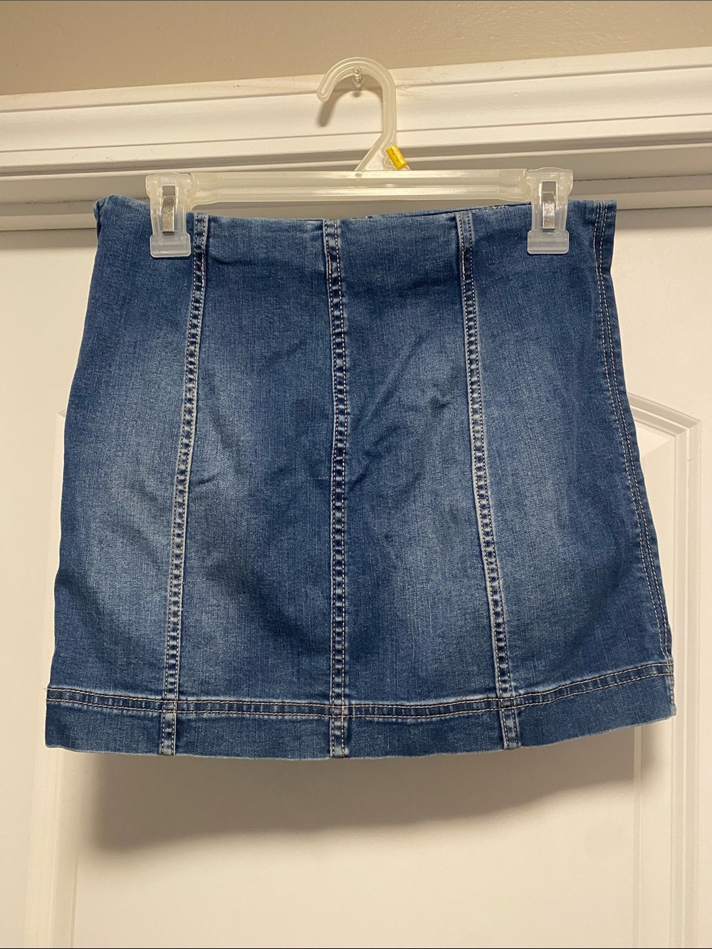 Panel Stitch Denim Mini Skirt - Blue